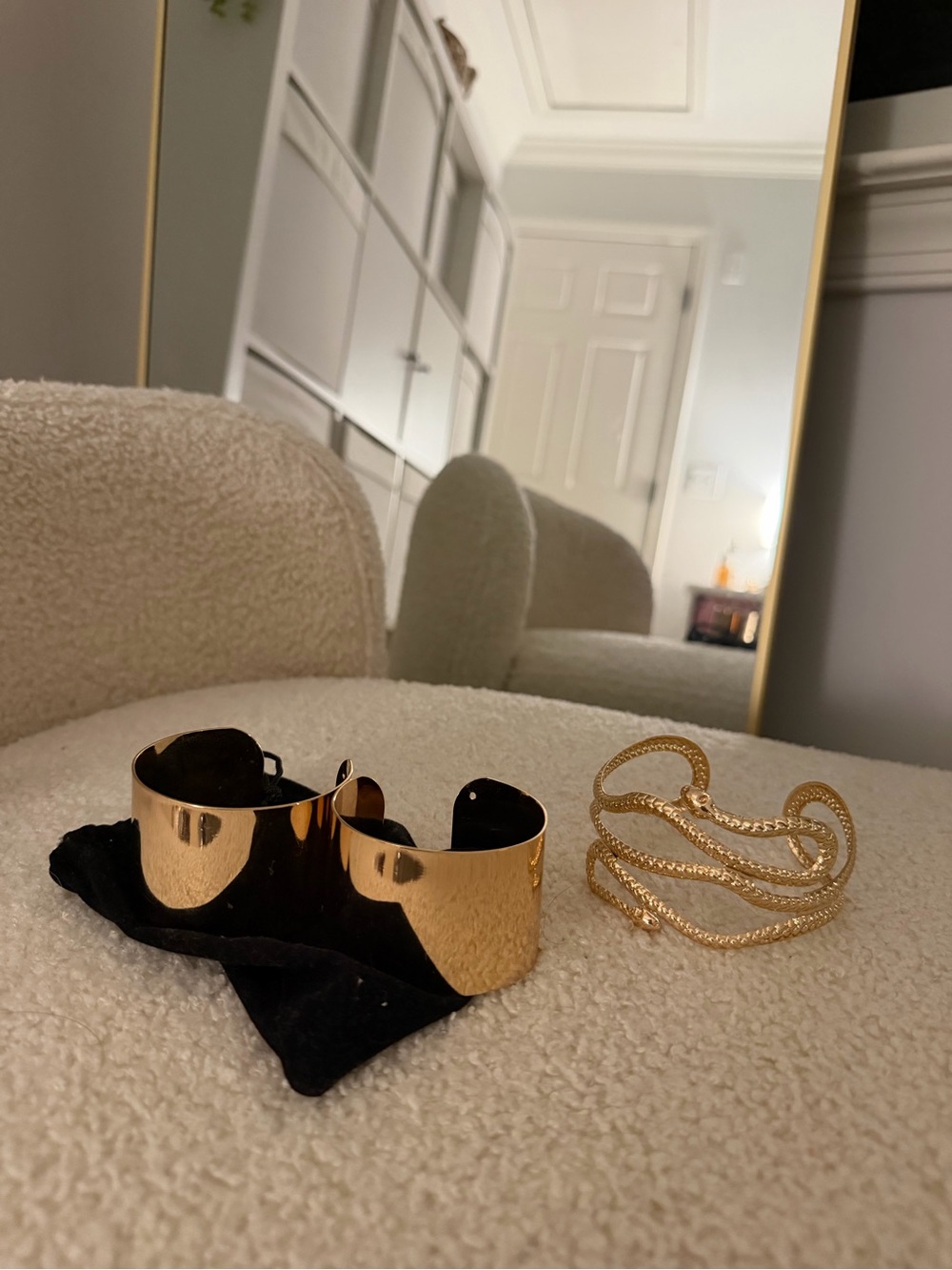 Gold Statement Cuff Bracelet Set- Elegant Women's Accessory